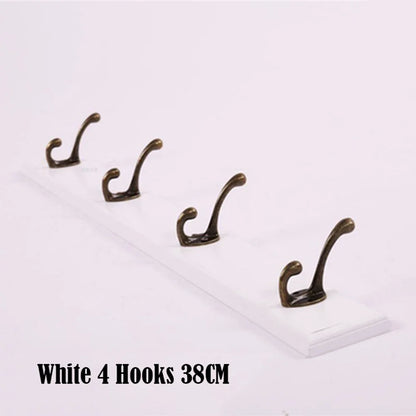 Solid Wood Wall Mounted Coat Rack with Hooks for Jackets and Hats White - 4 hooks NaLani