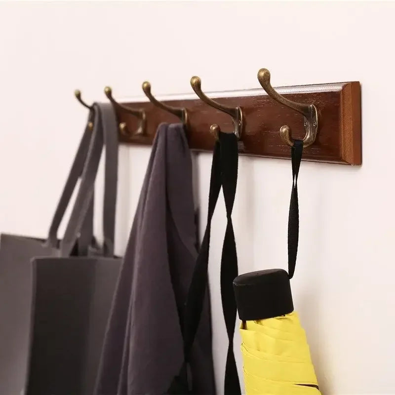 Solid Wood Wall Mounted Coat Rack with Hooks for Jackets and Hats NaLani
