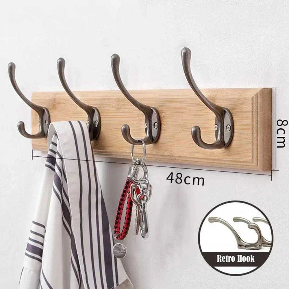 Solid Wood Wall Mounted Coat Rack with Hooks for Jackets and Hats NaLani