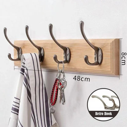 Solid Wood Wall Mounted Coat Rack with Hooks for Jackets and Hats NaLani