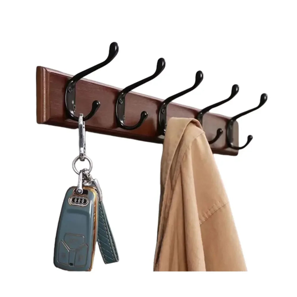 Solid Wood Wall Mounted Coat Rack with Hooks for Jackets and Hats NaLani