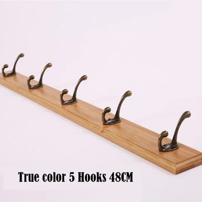 Solid Wood Wall Mounted Coat Rack with Hooks for Jackets and Hats Beige - 5 hooks NaLani