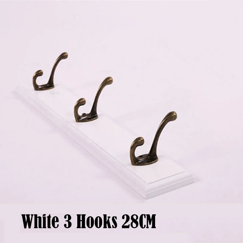 Solid Wood Wall Mounted Coat Rack with Hooks for Jackets and Hats White - 3 hooks NaLani