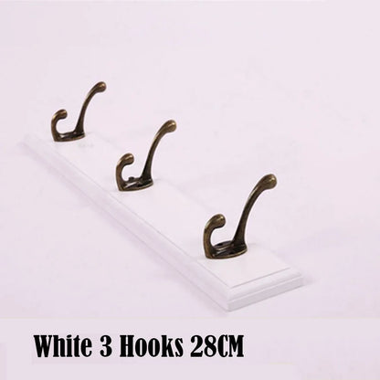Solid Wood Wall Mounted Coat Rack with Hooks for Jackets and Hats White - 3 hooks NaLani
