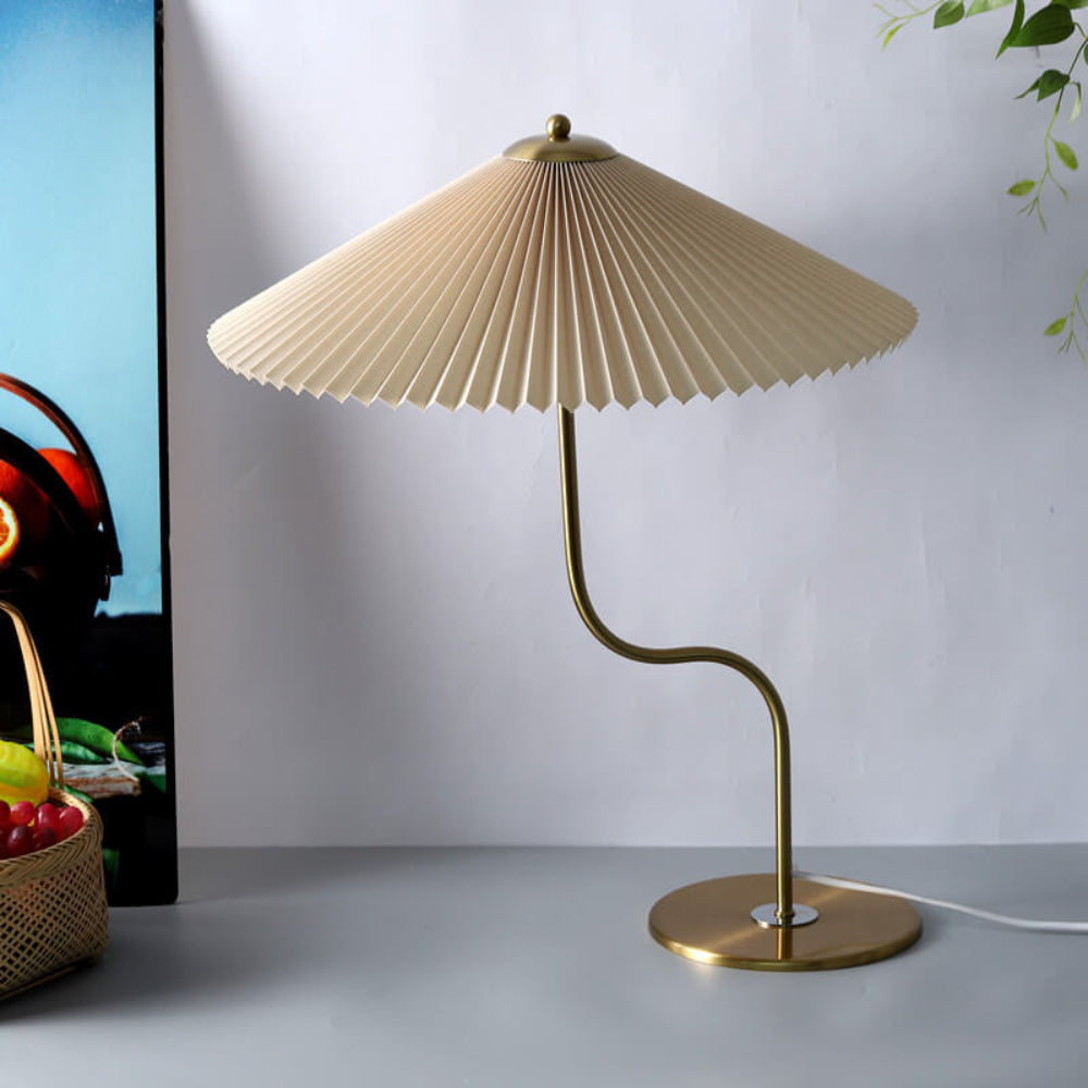 Solveta - Retro Pleated shade table lamp Khaki NALANI