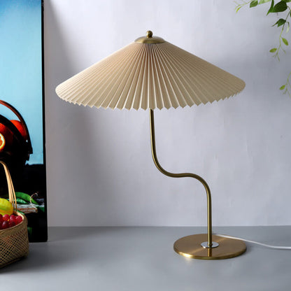 Solveta - Retro Pleated shade table lamp Khaki NALANI