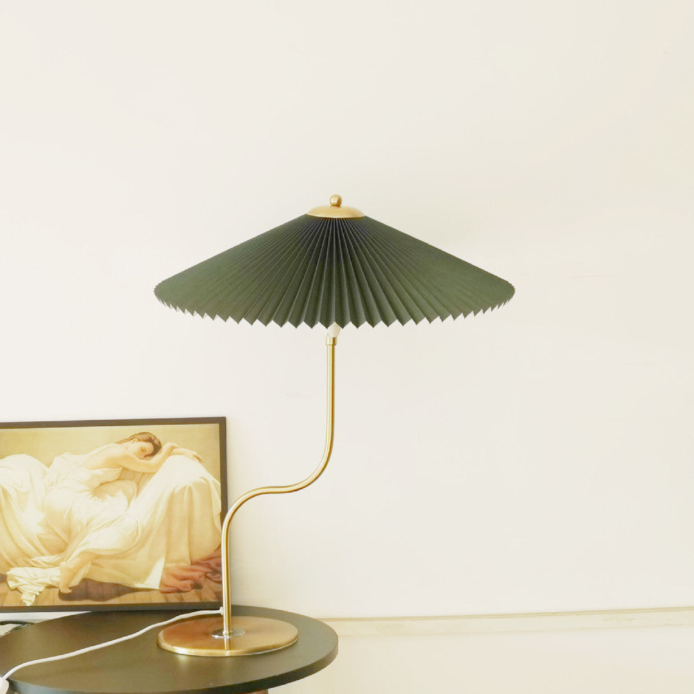 Solveta - Retro Pleated shade table lamp dark green NALANI