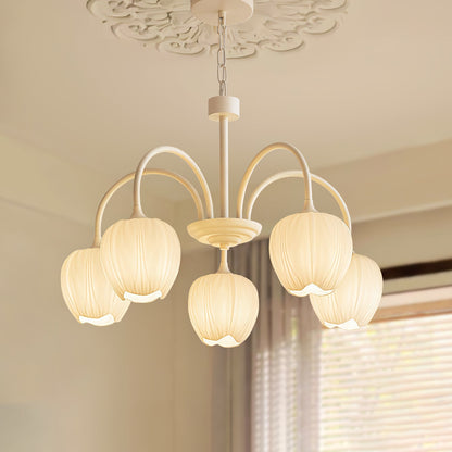 Spring Matcha Tulip Chandelier With White Glass Lampshade NALANI