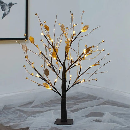 Spring Tree LED Table Lamp For Cozy Bedroom Decor Ambience Gold Pearls NALANI