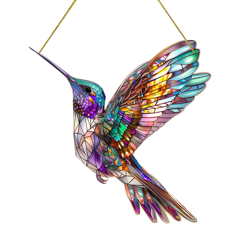 Stained Hummingbird Suncatcher Window Decor Gift For Home Hummingbird-1 NALANI
