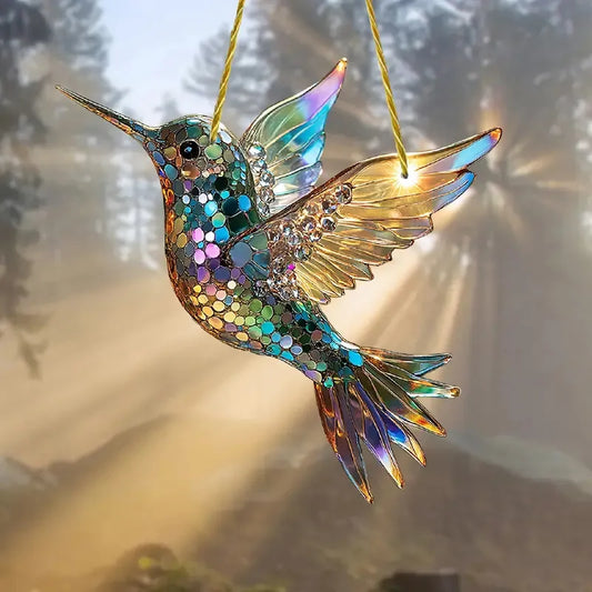 Stained Hummingbird Suncatcher Window Decor Gift For Home NALANI