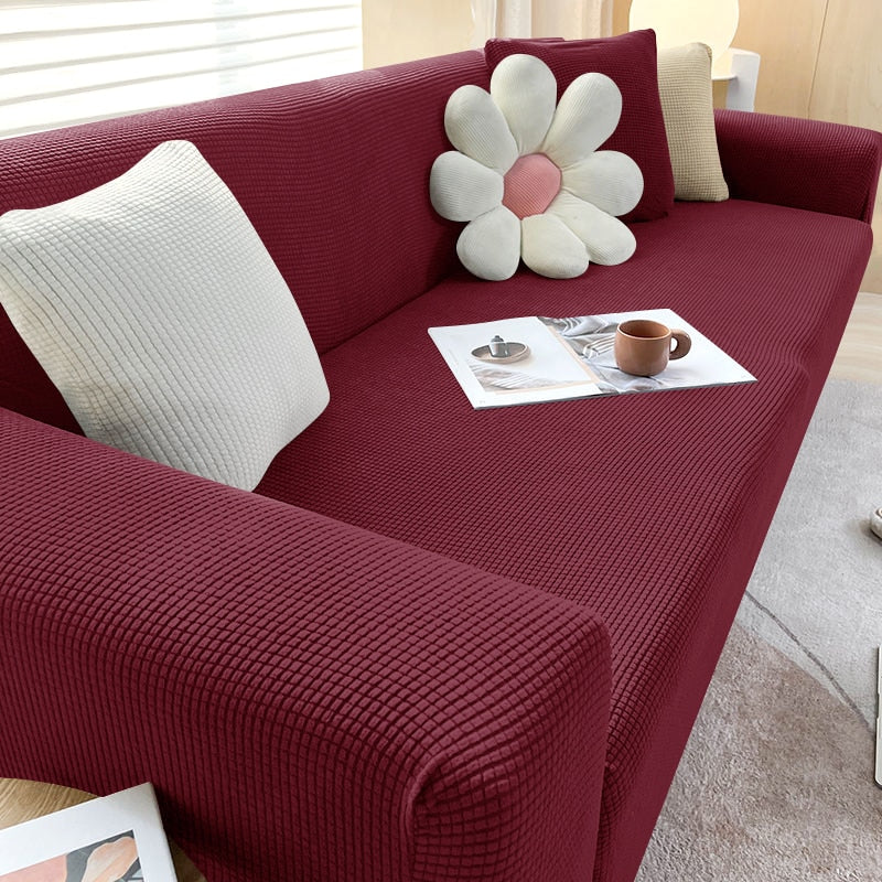 Stretchable Sofa Cover Provides Protection And Stylish Look Bordeaux NALANI