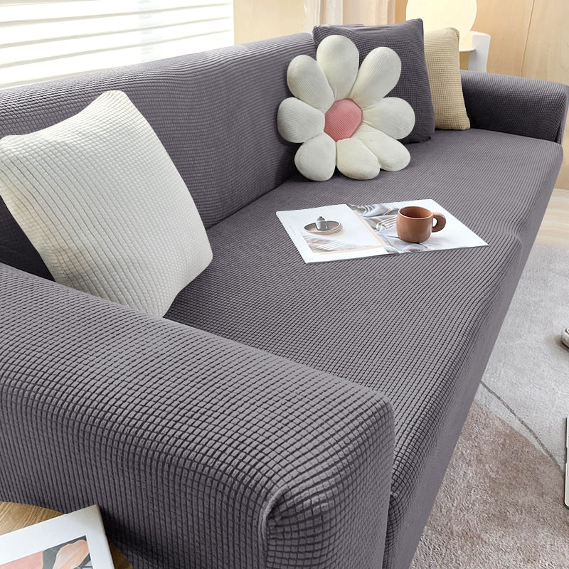 Stretchable Sofa Cover Provides Protection And Stylish Look dark gray NALANI