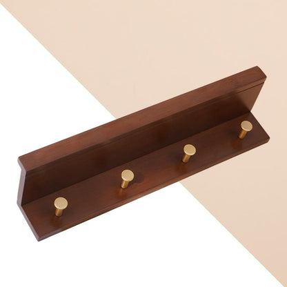 Stylish Wall Shelf With Gold Hooks Perfect For Home Organization 4 hooks Brown NaLani