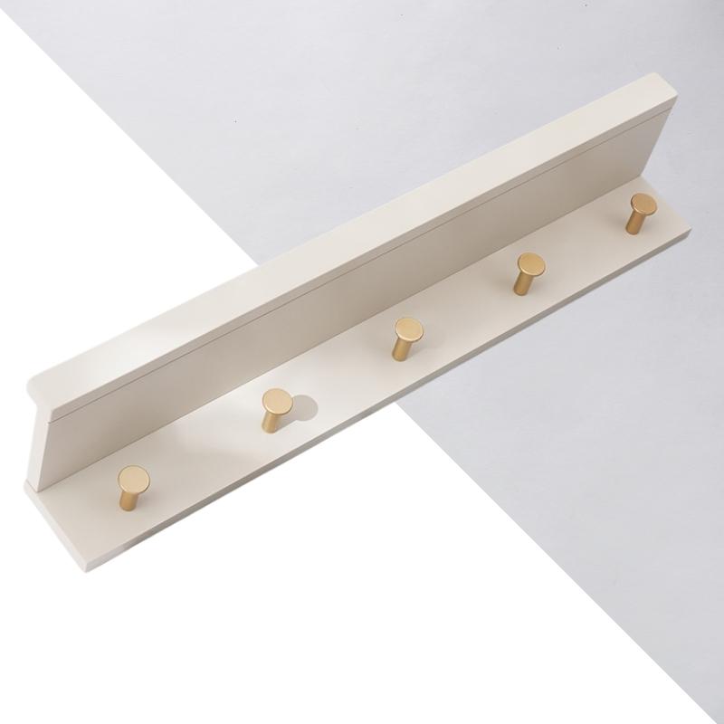Stylish Wall Shelf With Gold Hooks Perfect For Home Organization 5 hooks Taupe NaLani