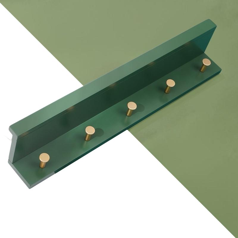 Stylish Wall Shelf With Gold Hooks Perfect For Home Organization 5 hooks Green NaLani