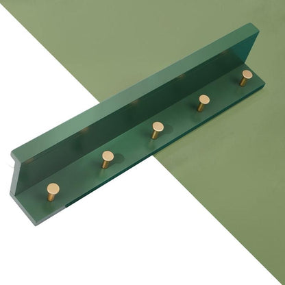 Stylish Wall Shelf With Gold Hooks Perfect For Home Organization 5 hooks Green NaLani