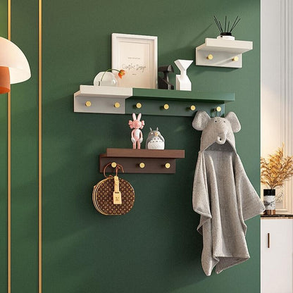 Stylish Wall Shelf With Gold Hooks Perfect For Home Organization NaLani