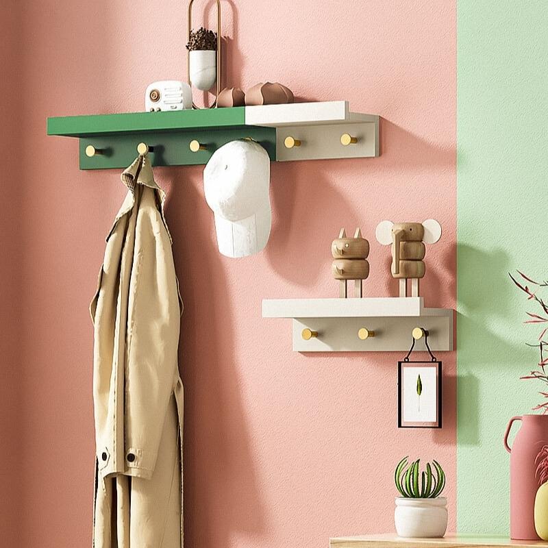 Stylish Wall Shelf With Gold Hooks Perfect For Home Organization NaLani
