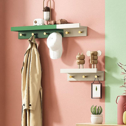Stylish Wall Shelf With Gold Hooks Perfect For Home Organization NaLani