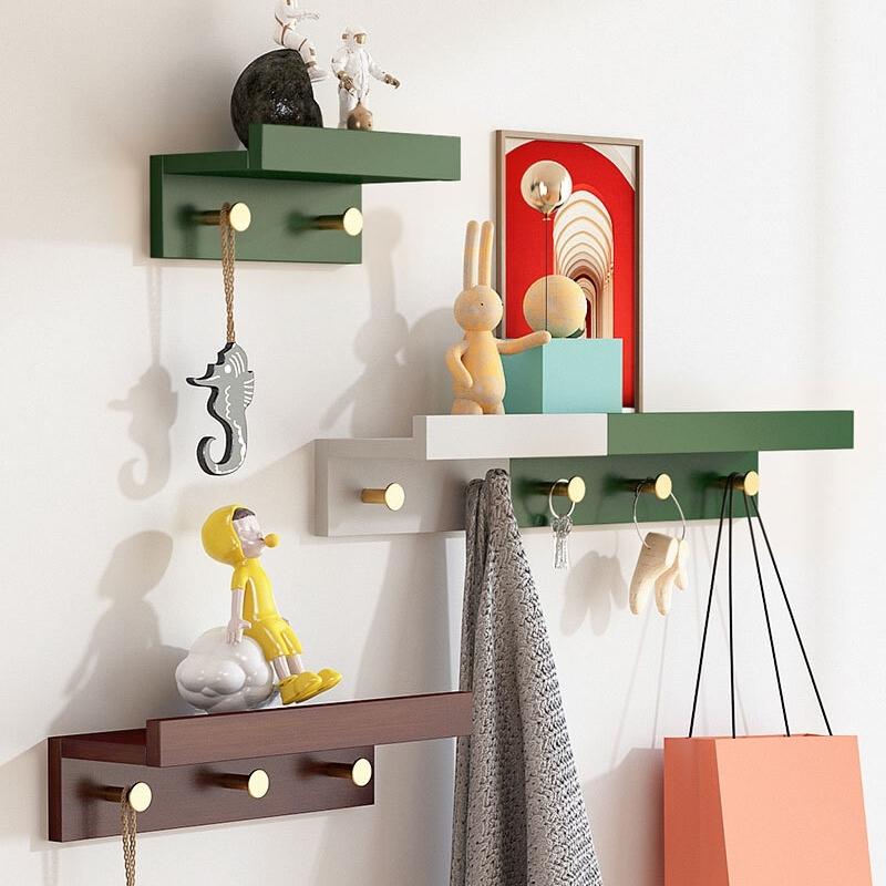 Stylish Wall Shelf With Gold Hooks Perfect For Home Organization NaLani