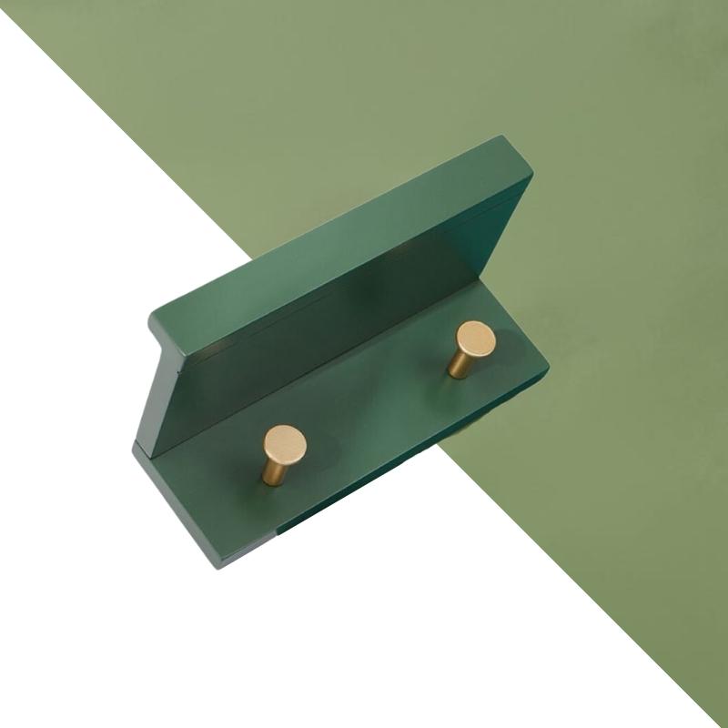 Stylish Wall Shelf With Gold Hooks Perfect For Home Organization 2 hooks Green NaLani