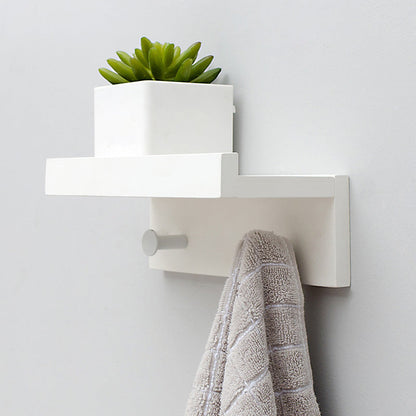 Stylish Wall Shelf With Hooks for Home Entryway Storage 2 hooks White NaLani