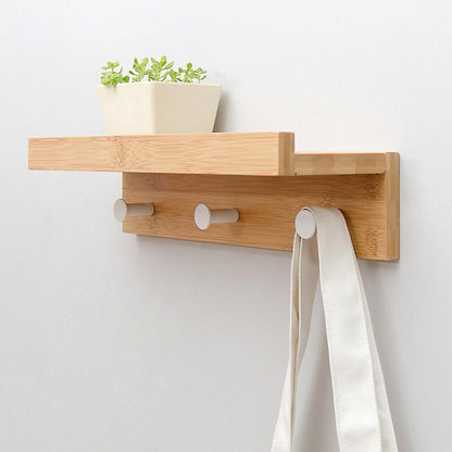 Stylish Wall Shelf With Hooks for Home Entryway Storage 3 hooks Wood NaLani