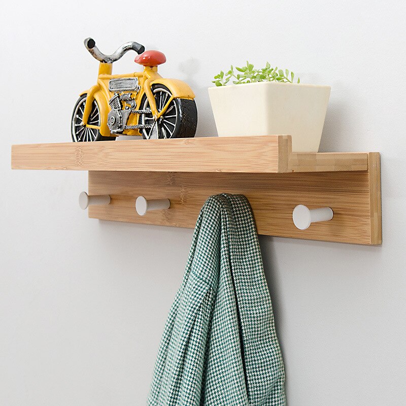 Stylish Wall Shelf With Hooks for Home Entryway Storage NaLani