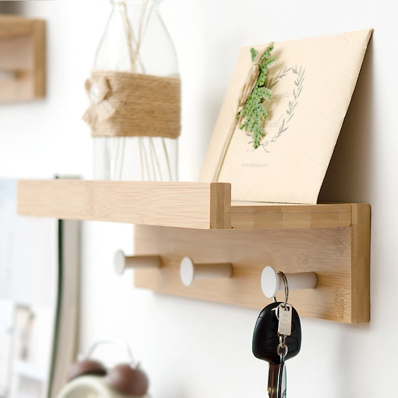 Stylish Wall Shelf With Hooks for Home Entryway Storage NaLani