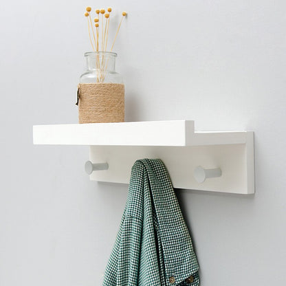 Stylish Wall Shelf With Hooks for Home Entryway Storage 3 hooks White NaLani