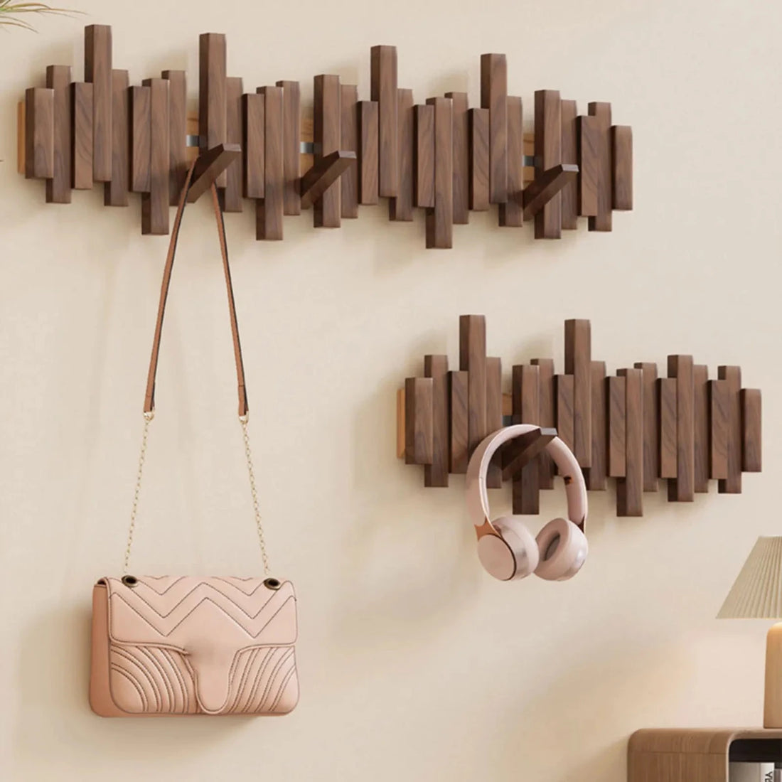 Stylish Wooden Coat Rack in Walnut or Beech for Jackets NALANI