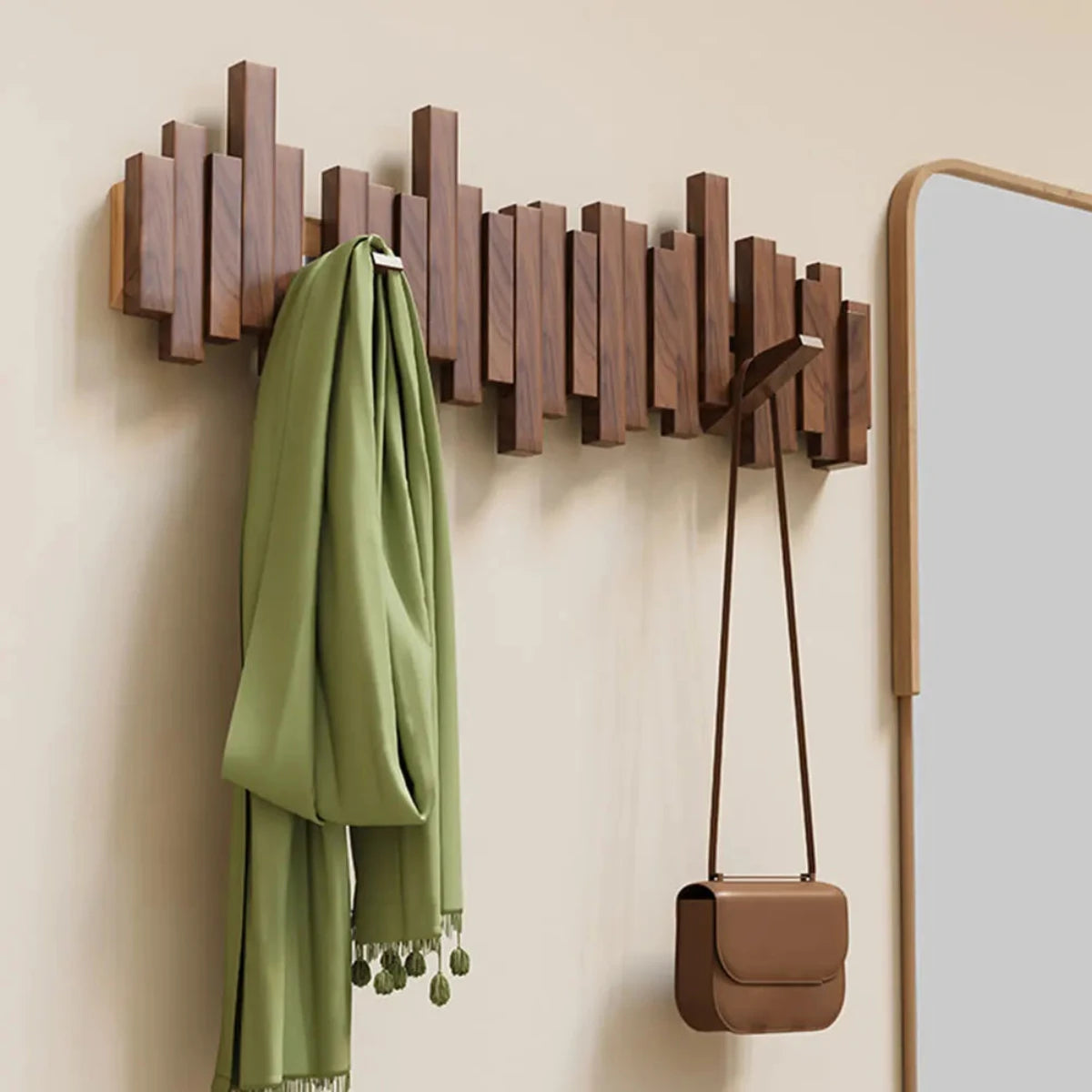 Stylish Wooden Coat Rack in Walnut or Beech for Jackets NALANI