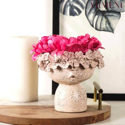 Surreal Faces Table Planters Set of 2 in White and Gold Pink Small NaLani