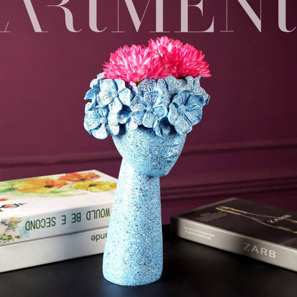 Surreal Faces Table Planters Set of 2 in White and Gold Blue Big NaLani