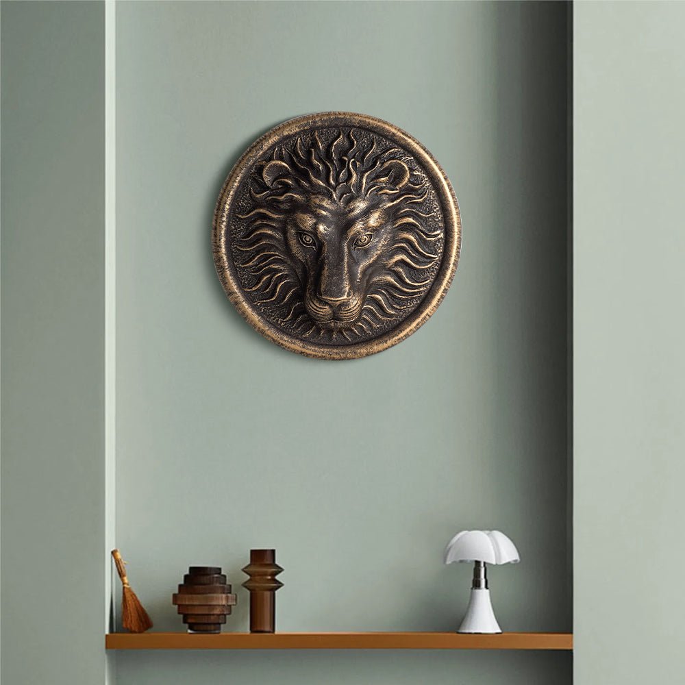 Surreal Lion Head Wall Art for Powerful Home Decor Gold NaLani