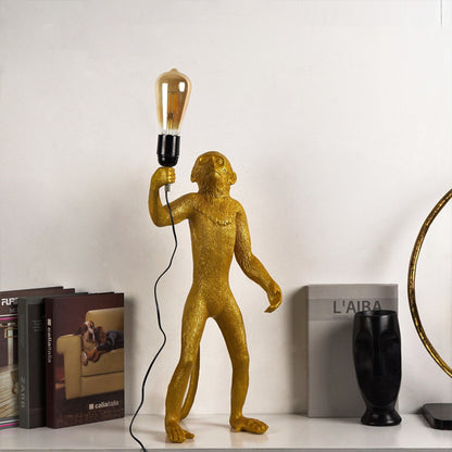 Surrealism Monkey Decorative Lamp Unique Handcrafted Home Light Style 1 Golden NaLani