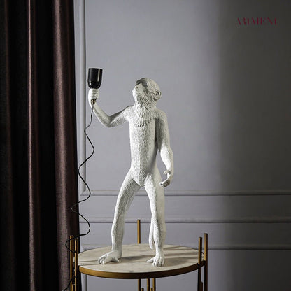 Surrealism Monkey Decorative Lamp Unique Handcrafted Home Light Style 1 White NaLani