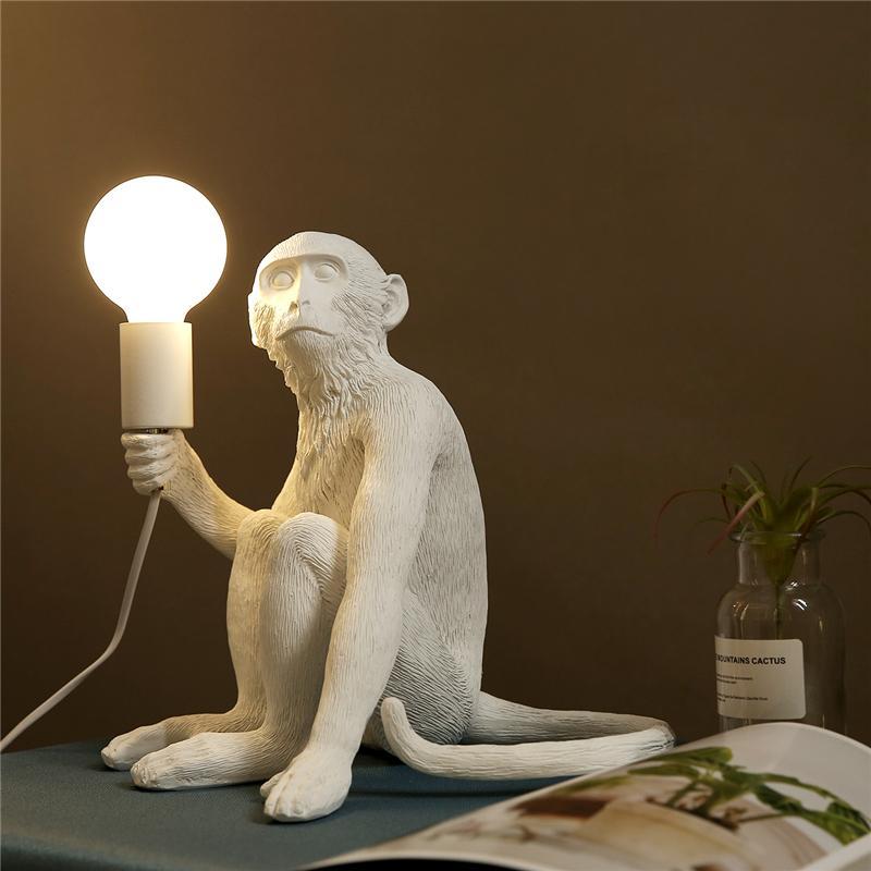 Surrealism Monkey Decorative Lamp Unique Handcrafted Home Light Style 2 White NaLani