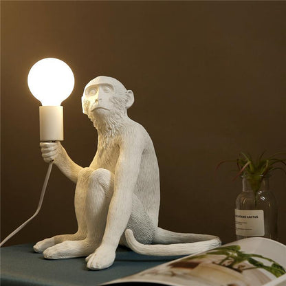 Surrealism Monkey Decorative Lamp Unique Handcrafted Home Light Style 2 White NaLani