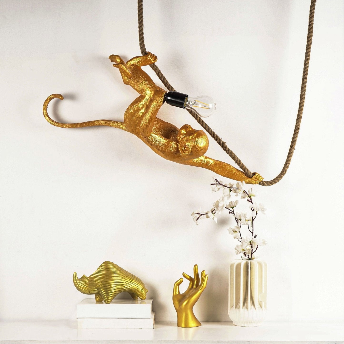 Surrealism Monkey Decorative Lamp Unique Handcrafted Home Light Style 3 Golden NaLani