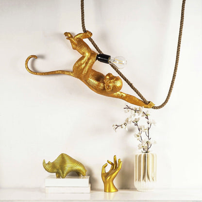 Surrealism Monkey Decorative Lamp Unique Handcrafted Home Light Style 3 Golden NaLani