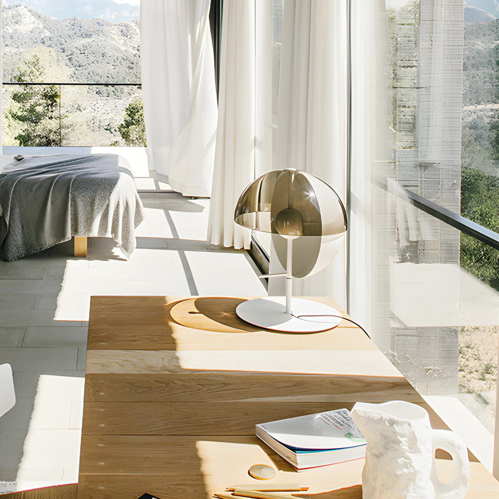 Table Lamp with Vertical Half Sphere and Horizontal Smoke Shade NALANI
