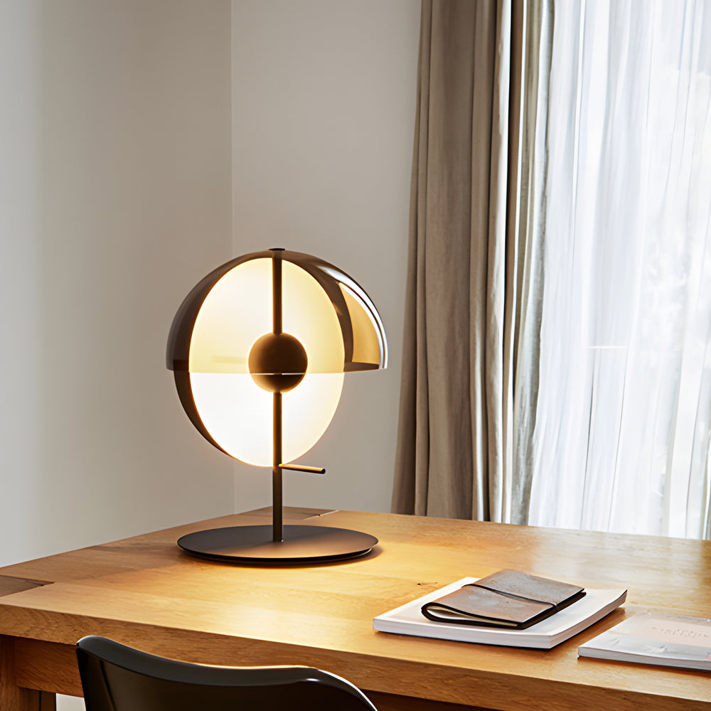 Table Lamp with Vertical Half Sphere and Horizontal Smoke Shade NALANI