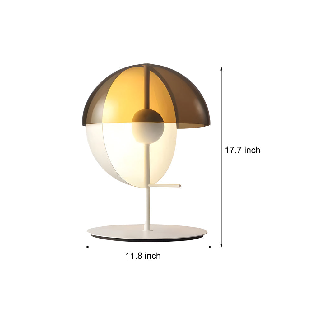 Table Lamp with Vertical Half Sphere and Horizontal Smoke Shade NALANI