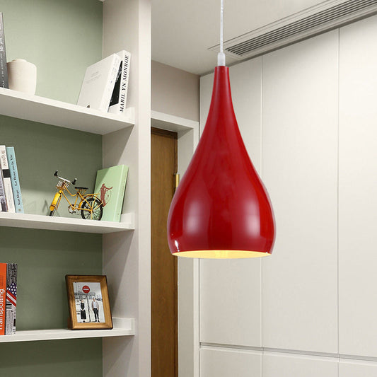 Teardrop Pendant Light Modern Metal 1 Light Fixture Red NALANI