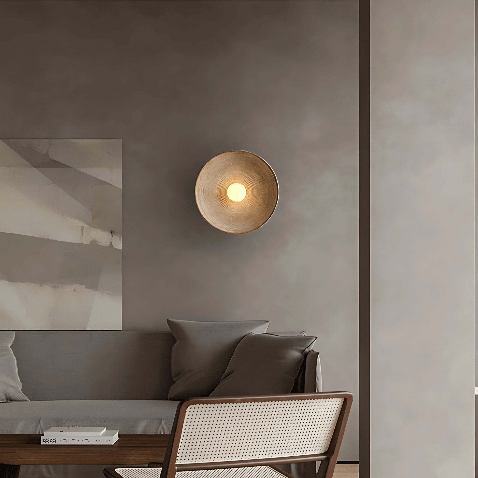 Textured Circular Wall Light With Sculptural Ripple Design NALANI
