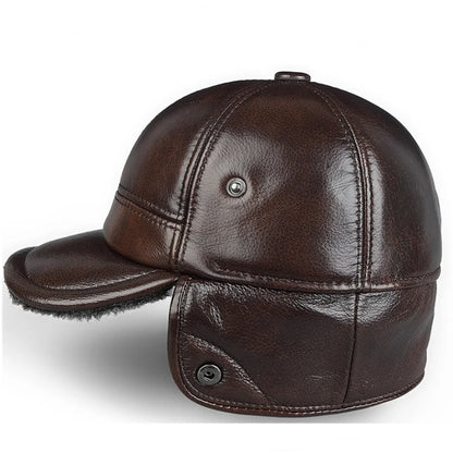 Thick Leather Winter Bomber Hat With Velvet Ear Flaps NALANI