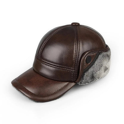 Thick Leather Winter Bomber Hat With Velvet Ear Flaps NALANI