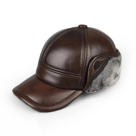 Thick Leather Winter Bomber Hat With Velvet Ear Flaps NALANI